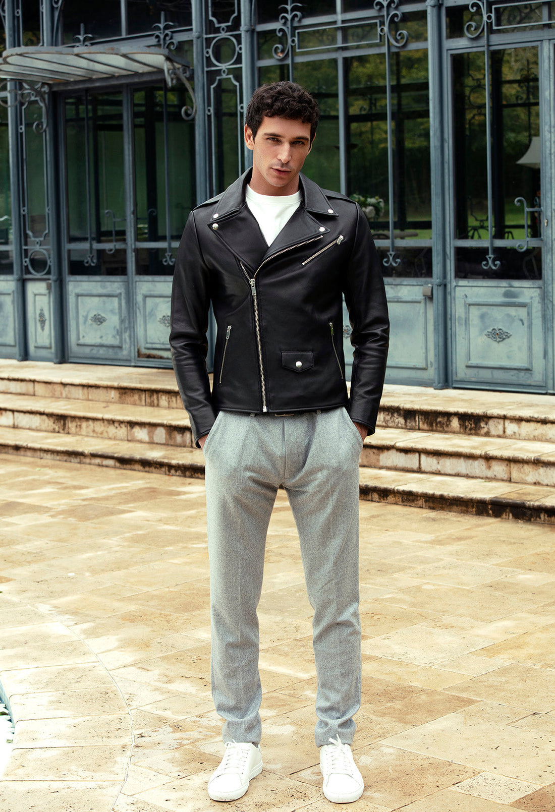 Blouson en cuir homme 2026 — Biker N6 agneau plongé Bodin Joyeux EPV, Atelier Bertrand