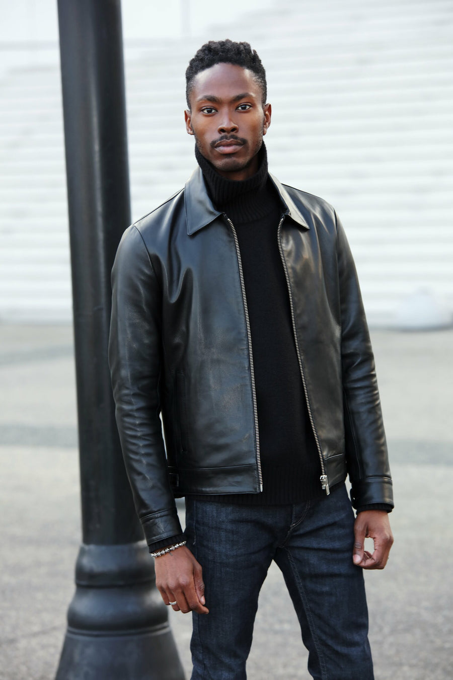 Leather Shirt Collar Jacket