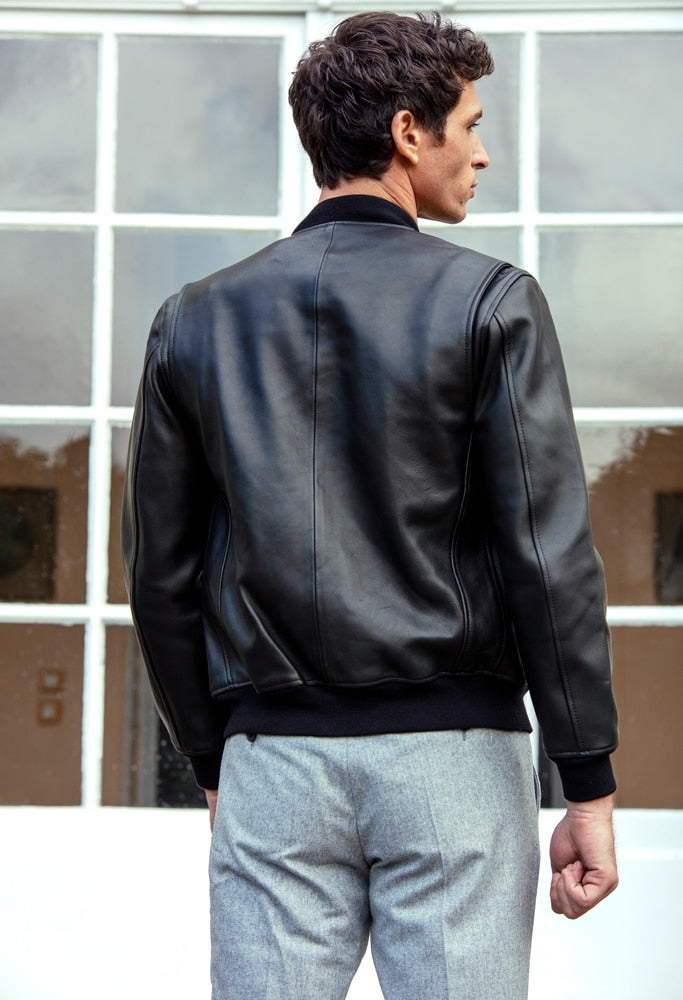Blouson Bomber En Cuir