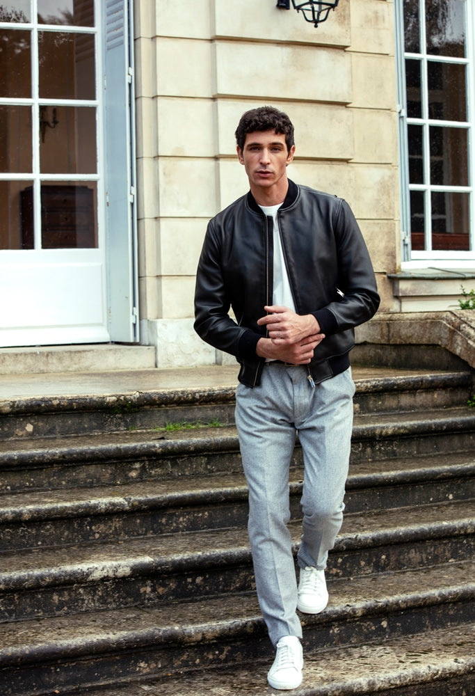 Blouson Bomber En Cuir