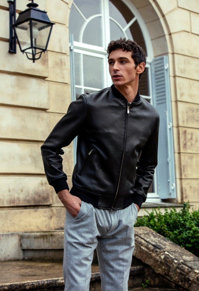 Blouson Bomber En Cuir