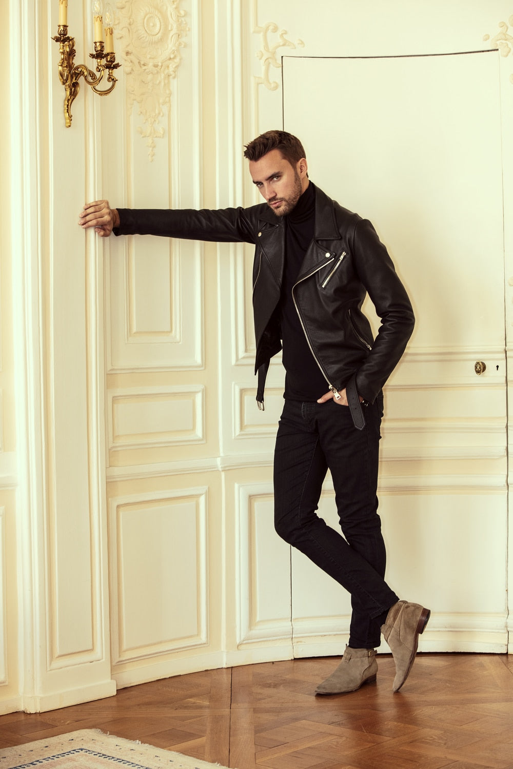 Blouson biker ceinture