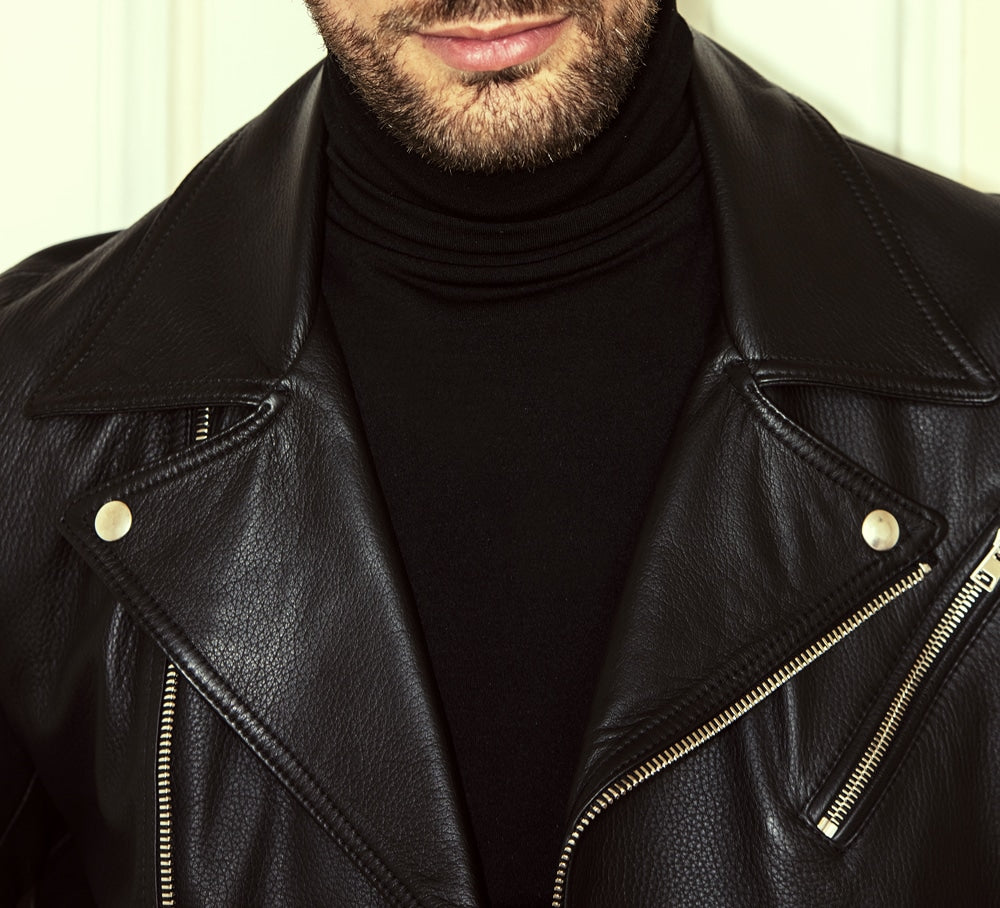 Blouson biker ceinture