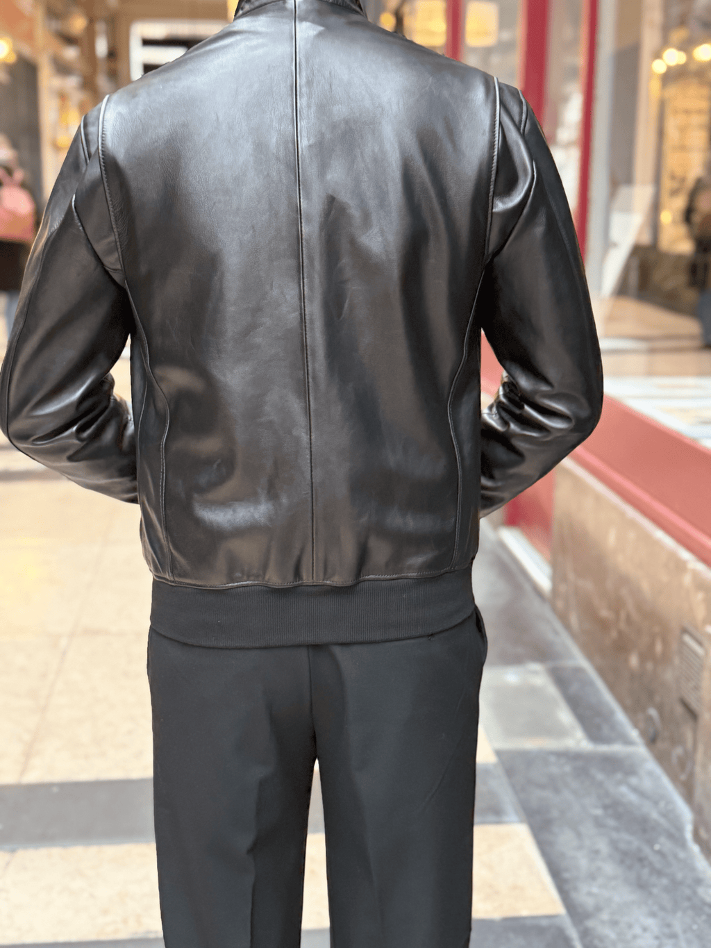 Bomber Col Montant En Cuir