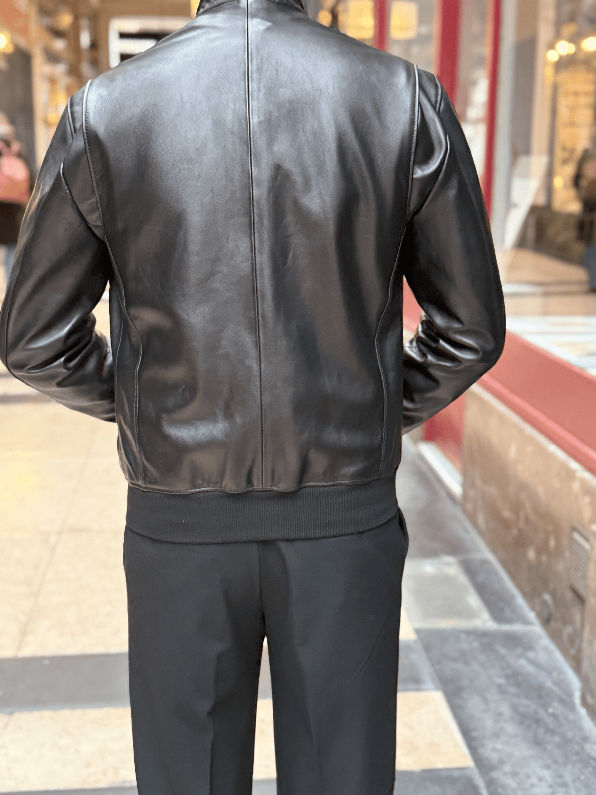 Bomber Col Montant En Cuir