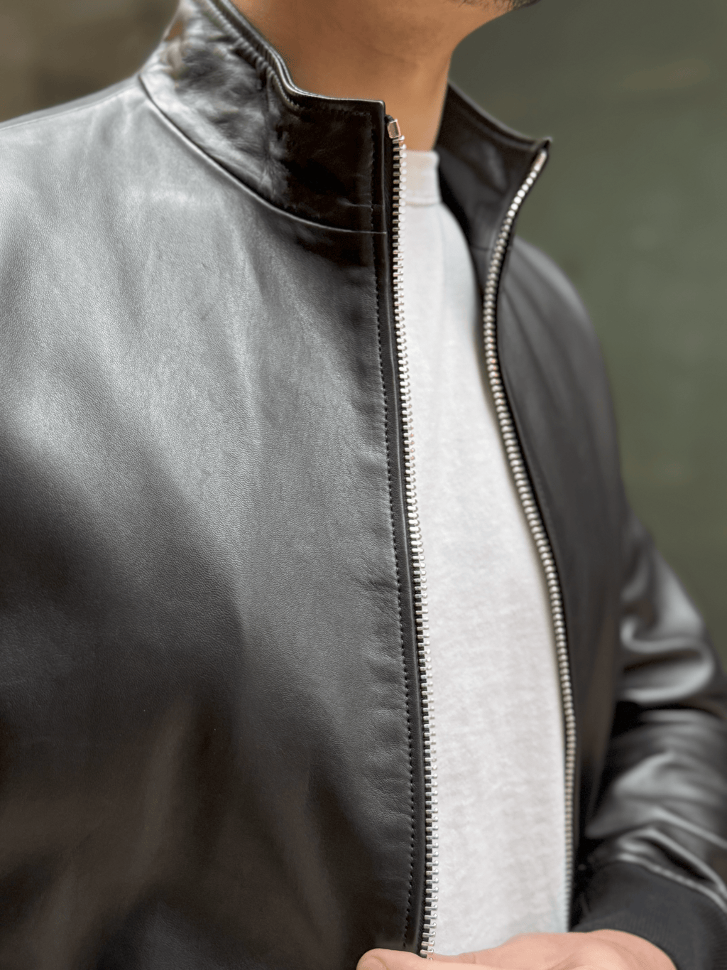 Bomber Col Montant En Cuir