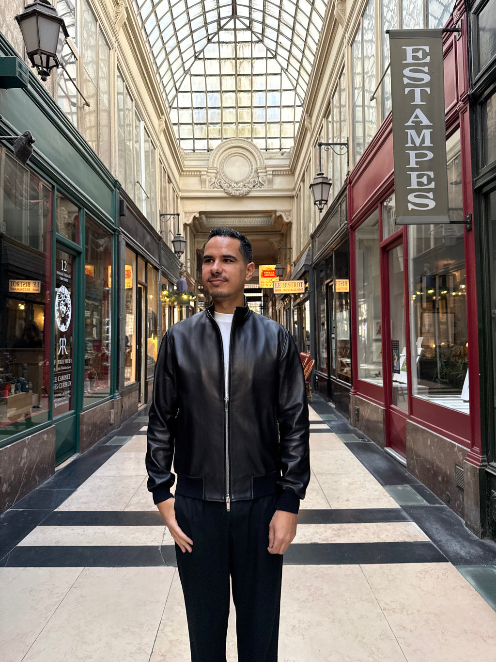 Bomber Col Montant En Cuir