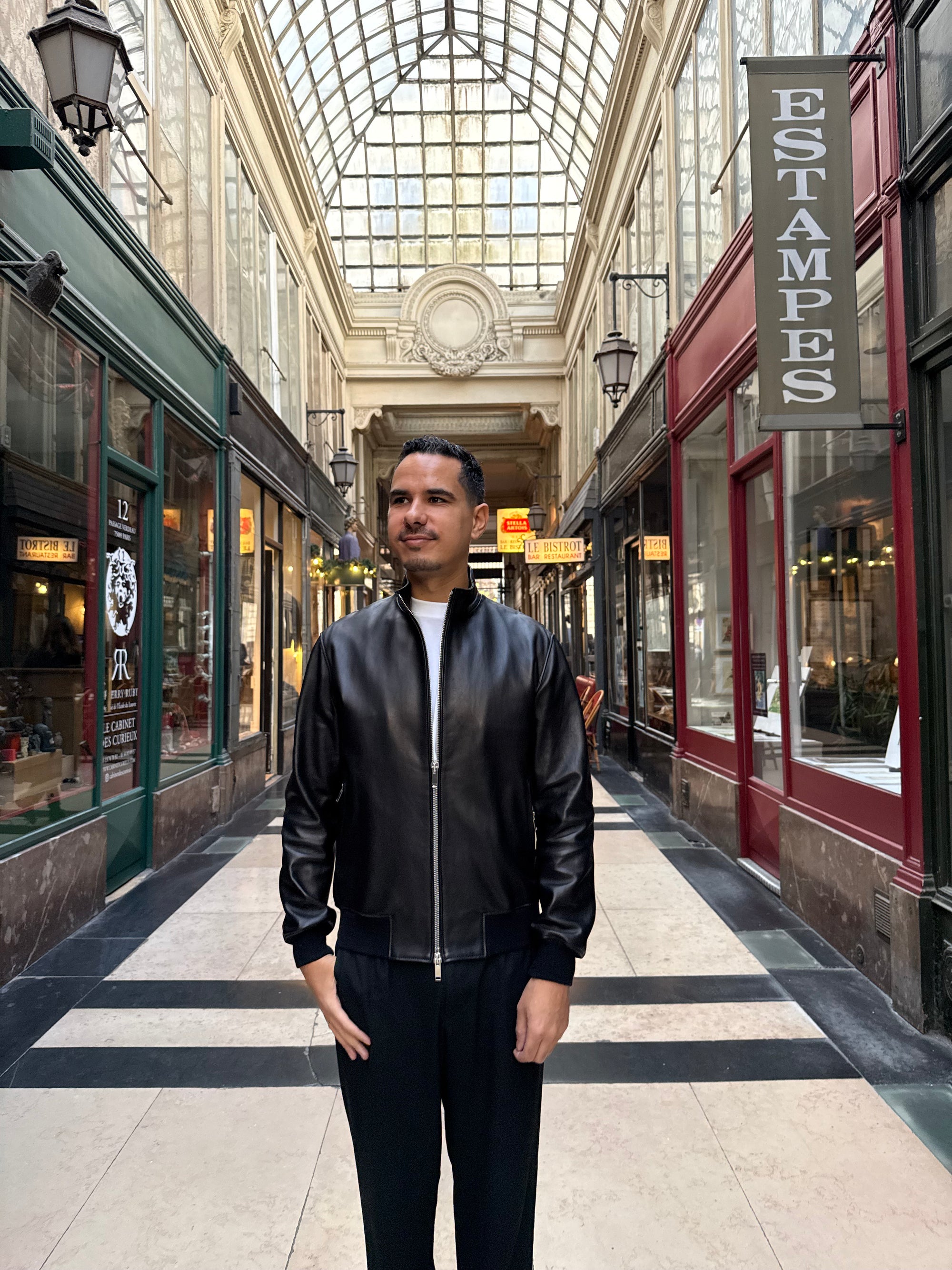 Bomber Col Montant En Cuir