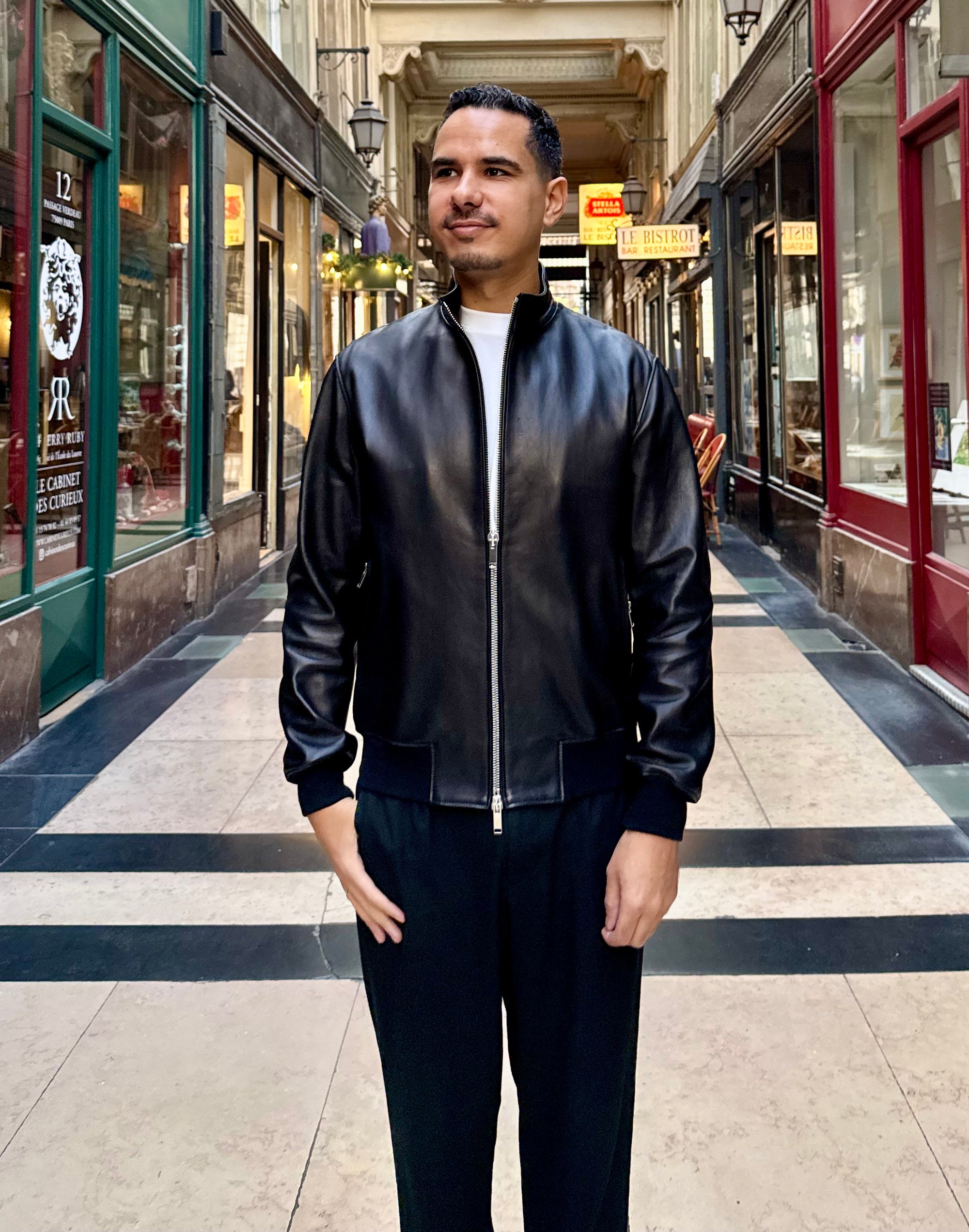 Bomber Col Montant En Cuir