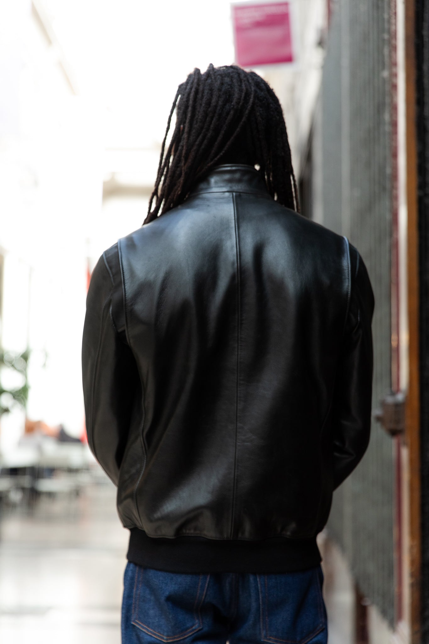 Bomber Col Montant En Cuir