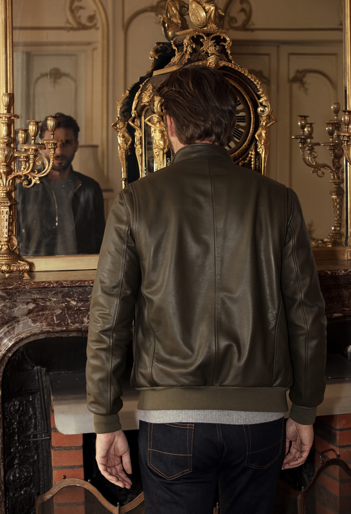 Bomber jacket with stand-up collar 