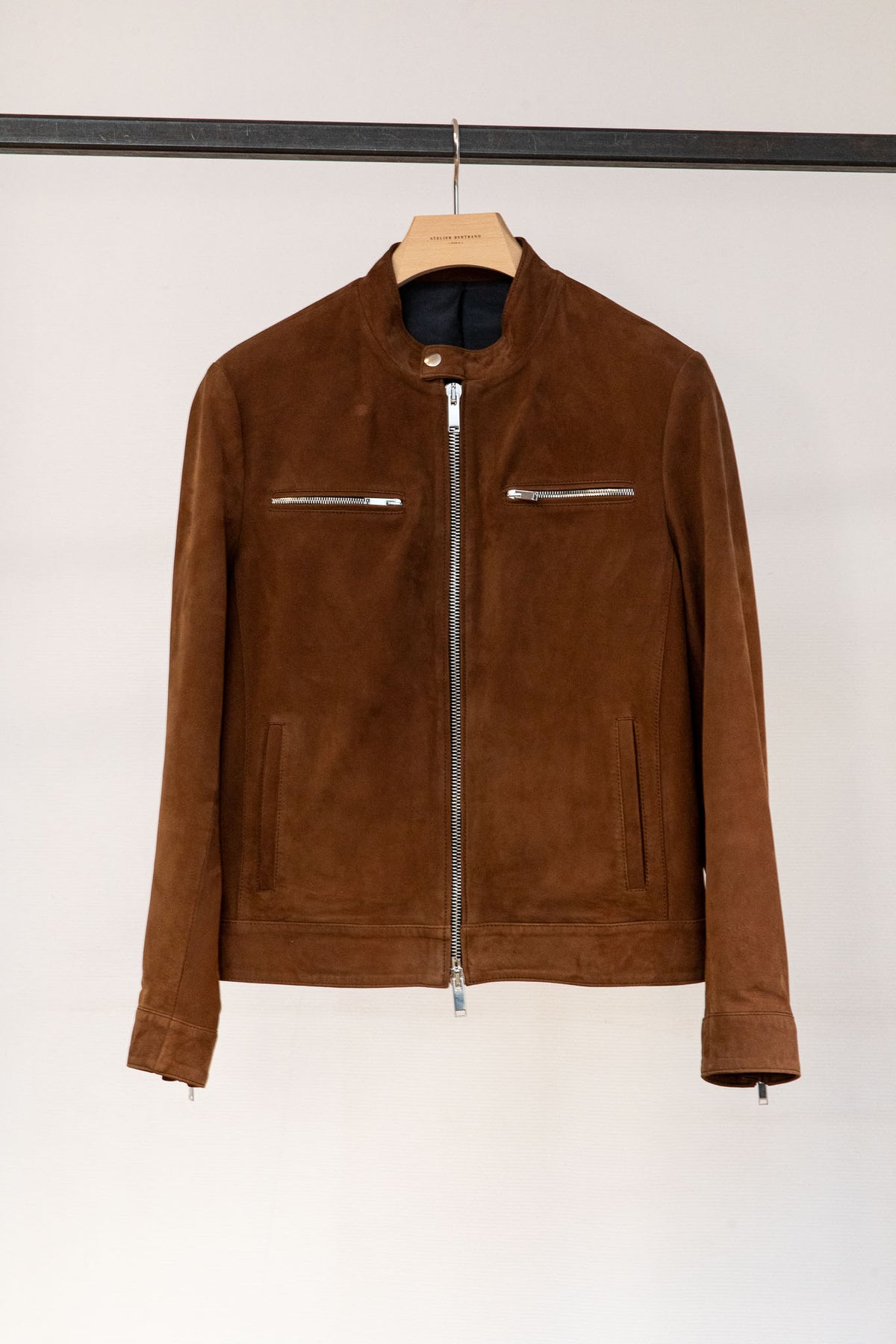 Café Racer N2 Jacket in brown nubuck lambskin, Atelier Bertrand