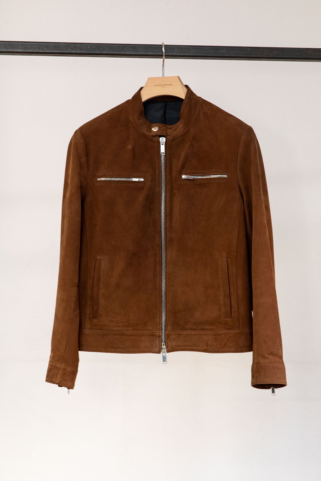 Café racer N2 — Agneau nubuck marron — Taille 48