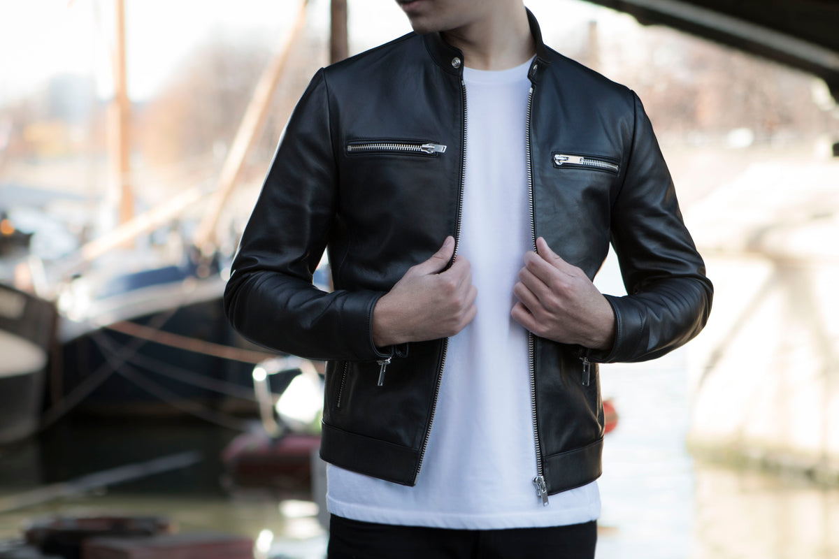 Café racer — Agneau plongé noir — Taille 50