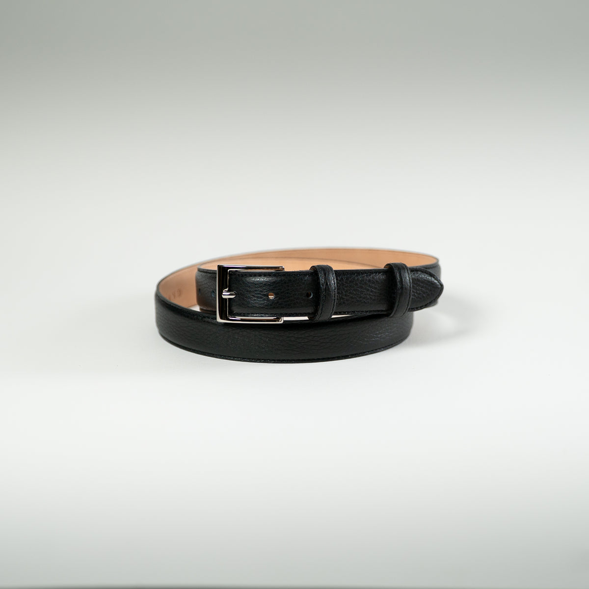 Black grained calfskin belt