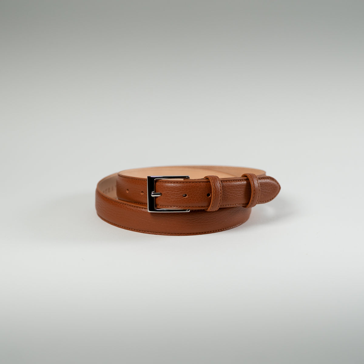 Sienna grained calfskin belt