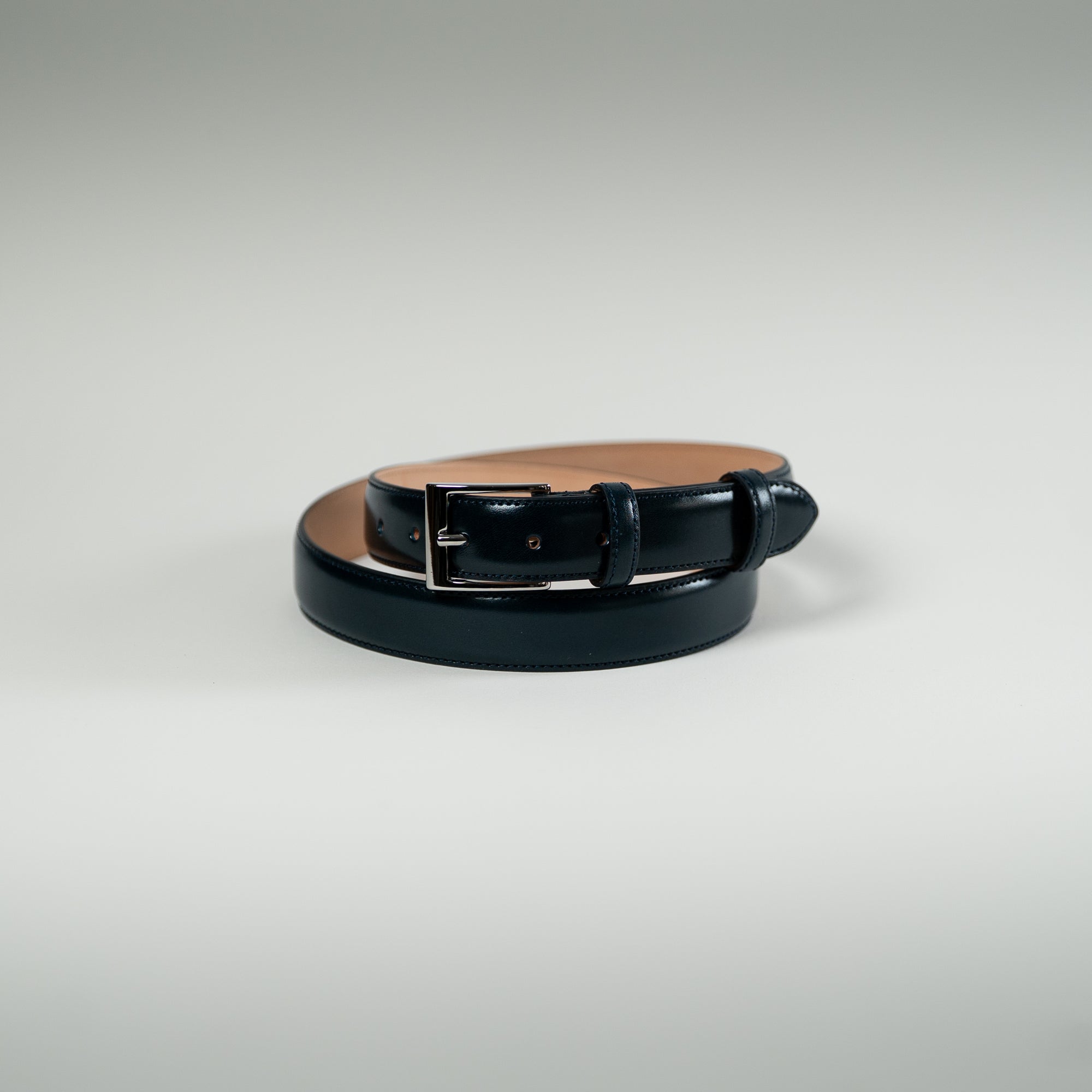 Ceinture veau patine bleu profond