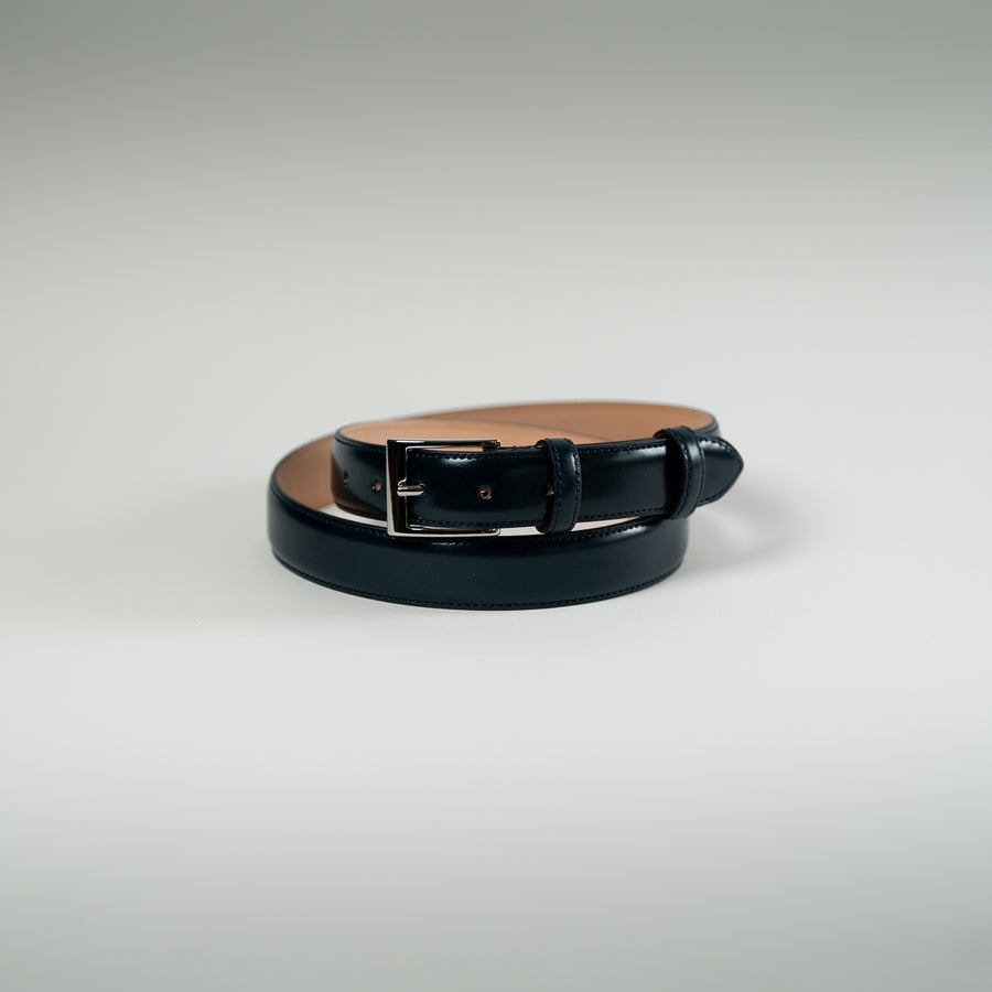 Ceinture veau patine bleu profond