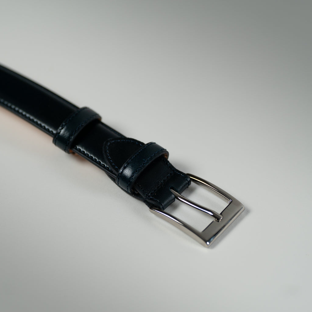 Ceinture veau patine bleu profond