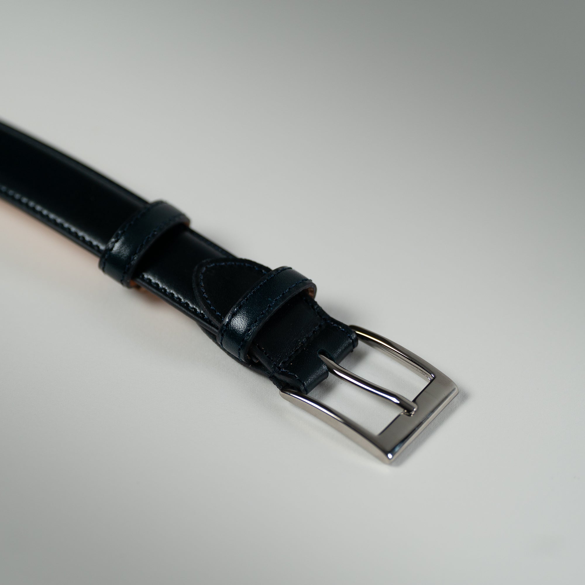 Ceinture veau patine bleu profond