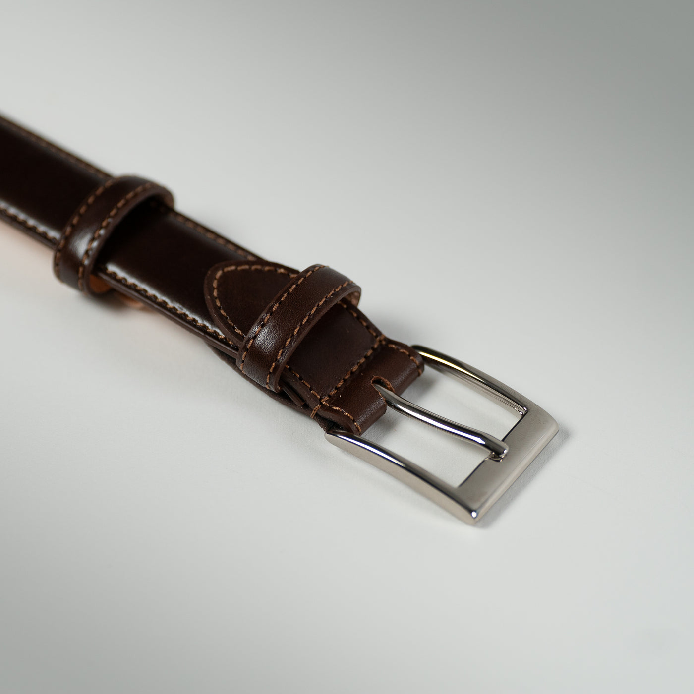 Chocolate patina calfskin belt