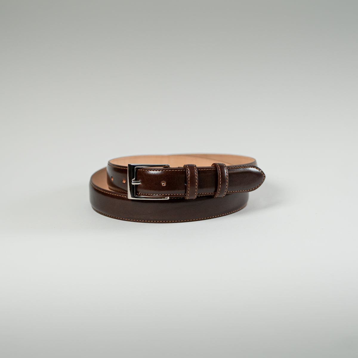 Chocolate patina calfskin belt