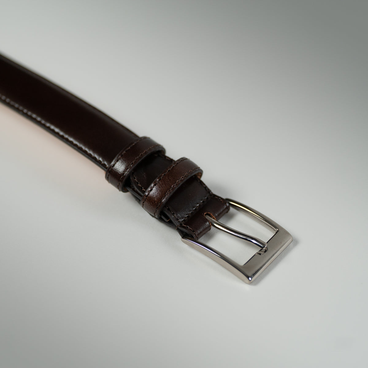 Dark brown patina calf leather belt