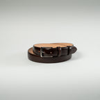 Ceinture veau patine marron foncé