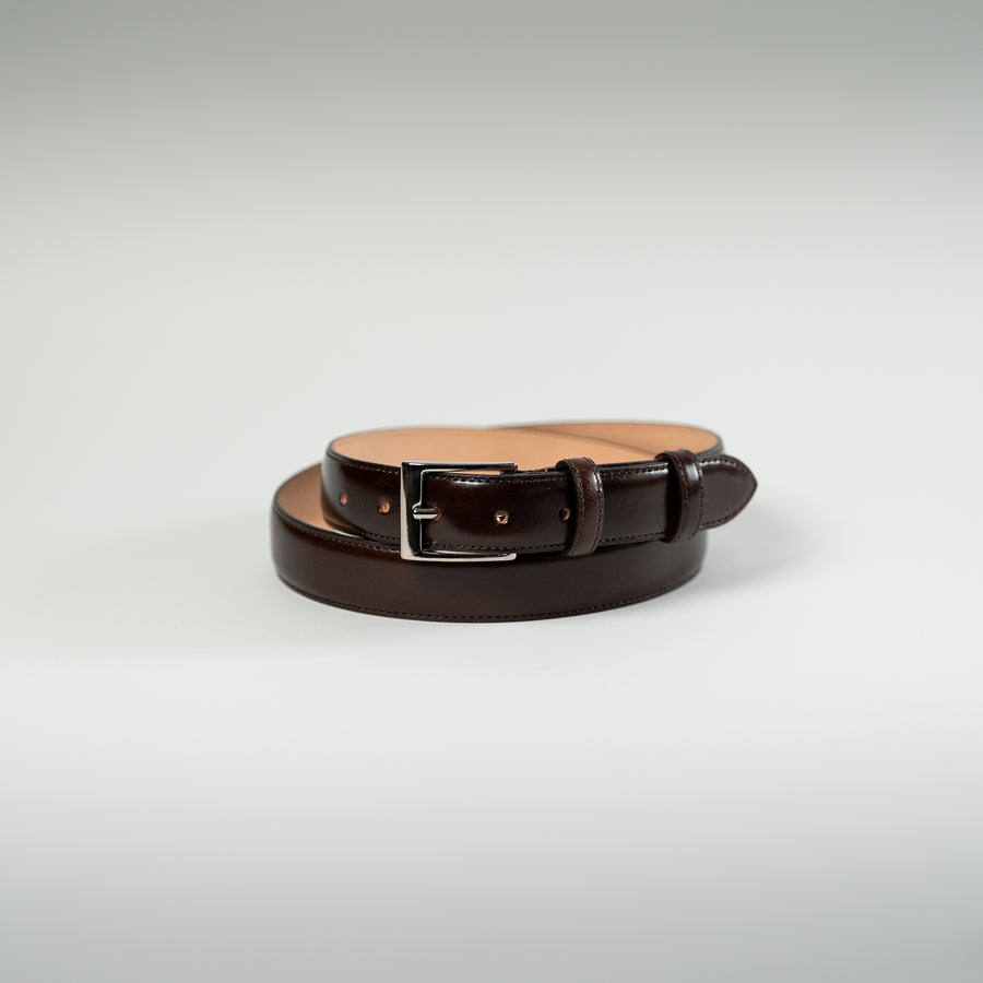Ceinture veau patine marron foncé