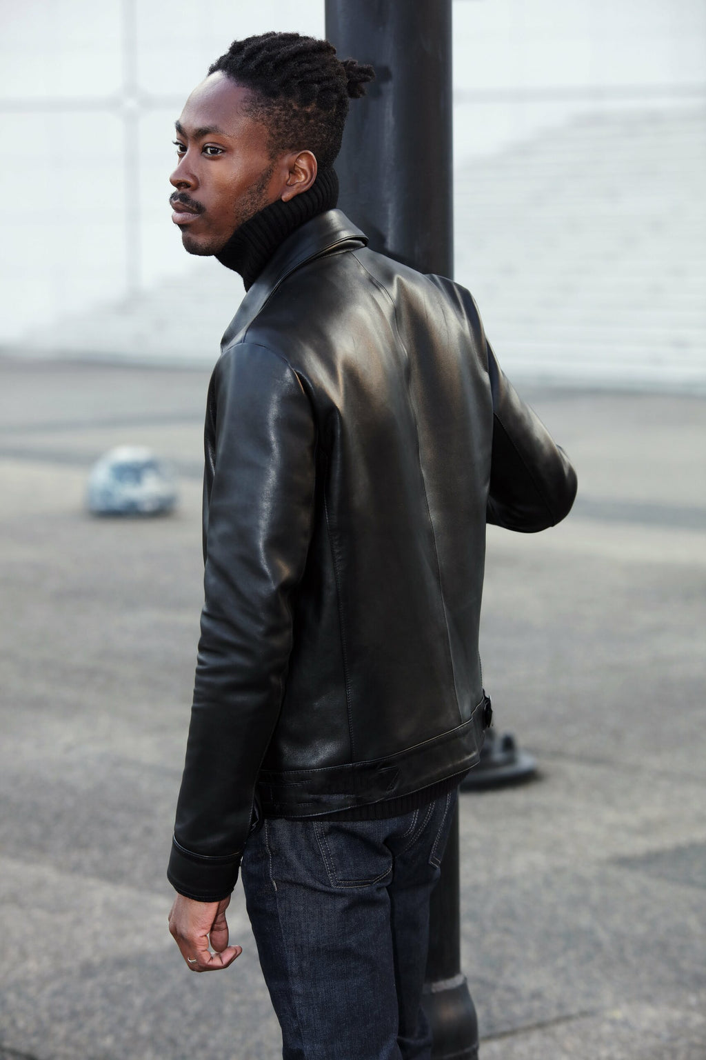 Blouson Col Chemise En Cuir