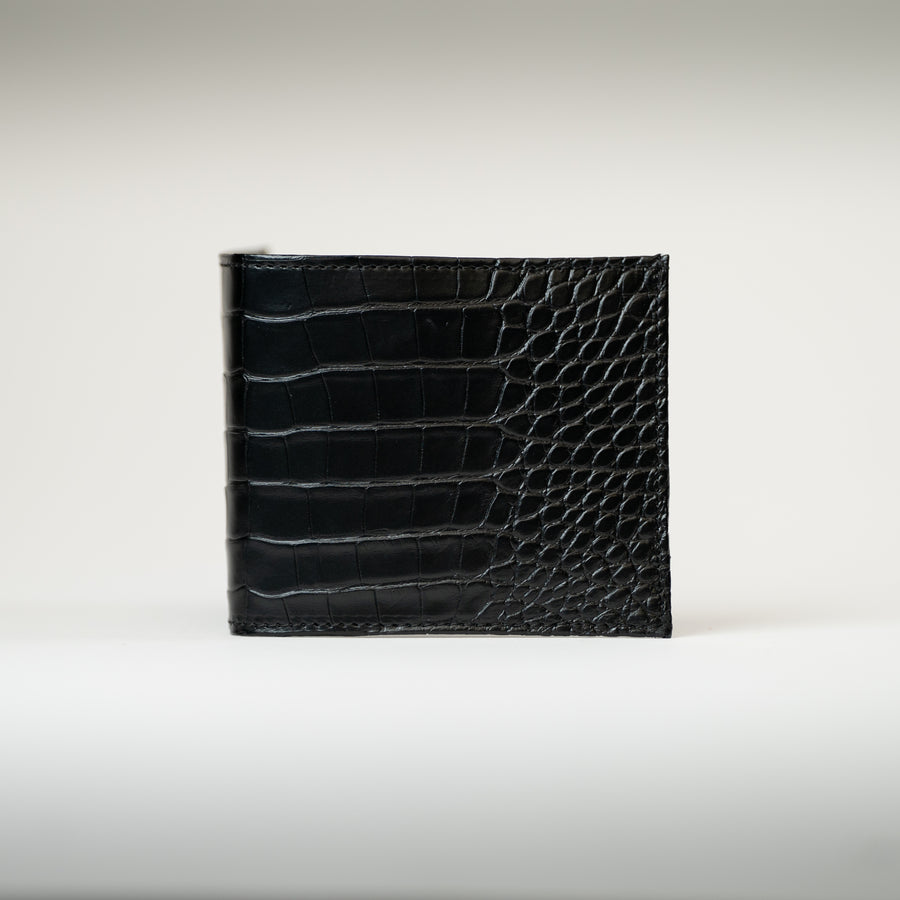 Portefeuille crocodile noir matte