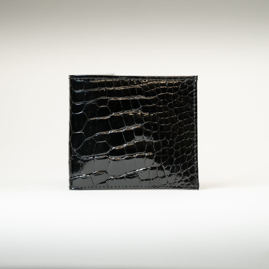 Portefeuille crocodile noir brillant