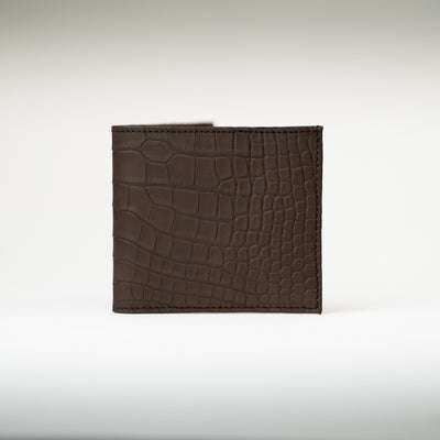 Portefeuille crocodile chocolat gomme