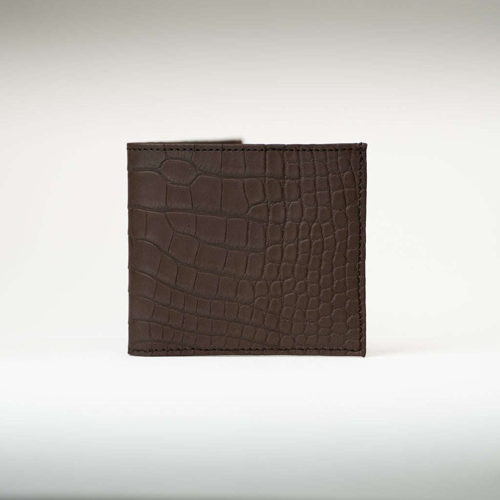 Portefeuille crocodile chocolat gomme