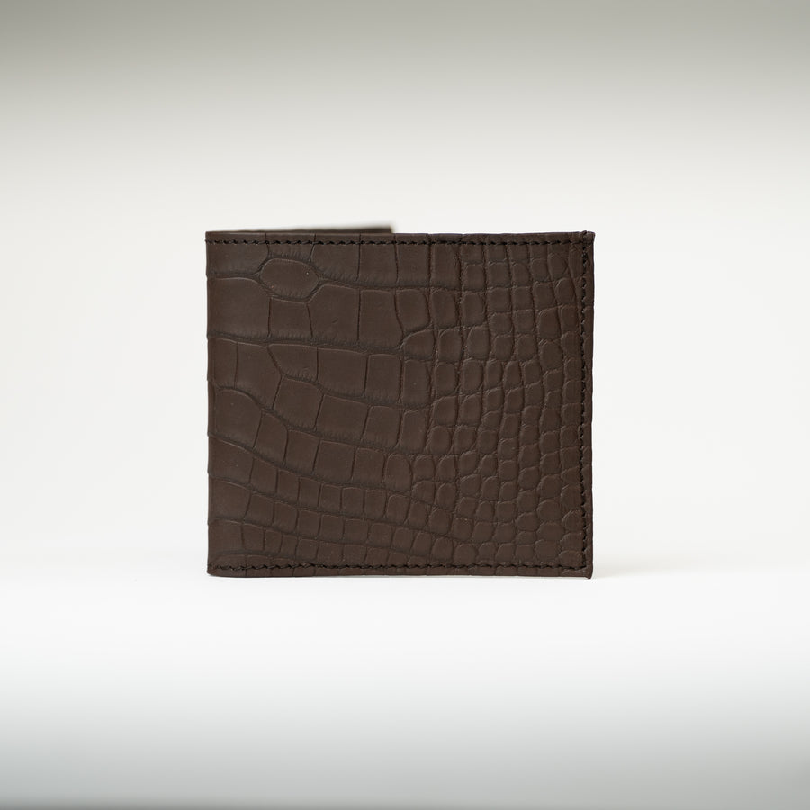 Portefeuille crocodile chocolat gomme
