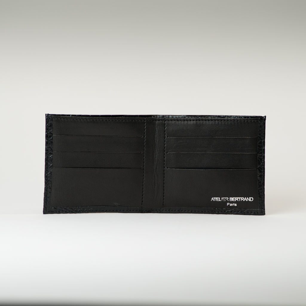 Portefeuille crocodile noir brillant