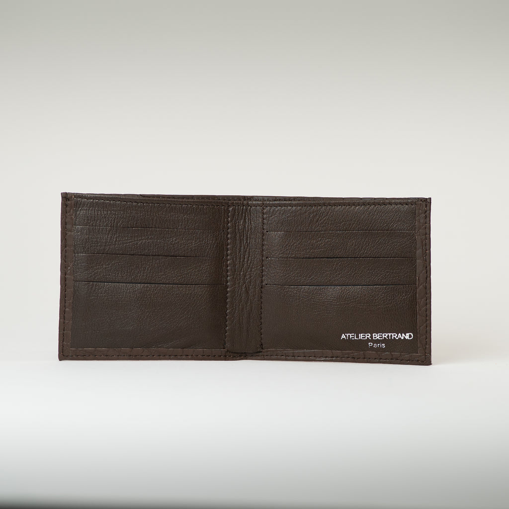 Portefeuille crocodile chocolat gomme