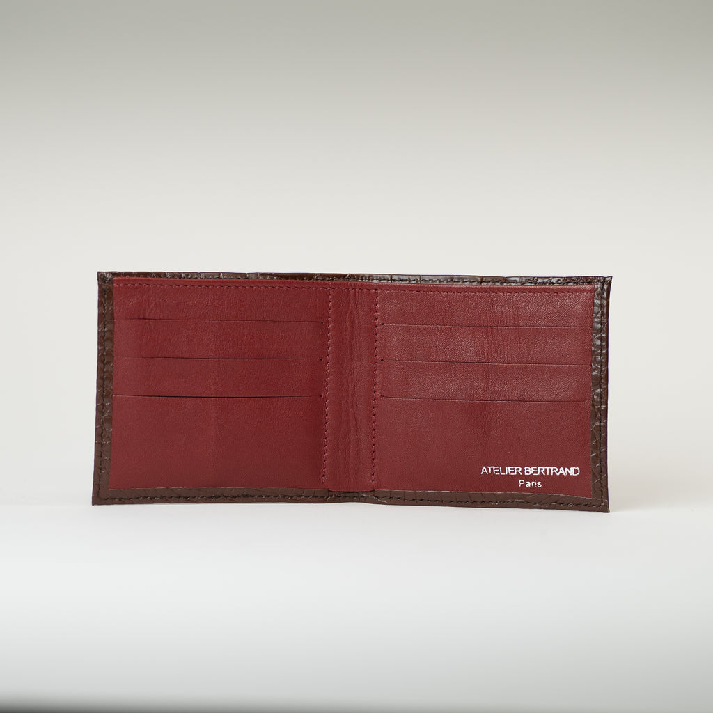 Portefeuille crocodile caramel