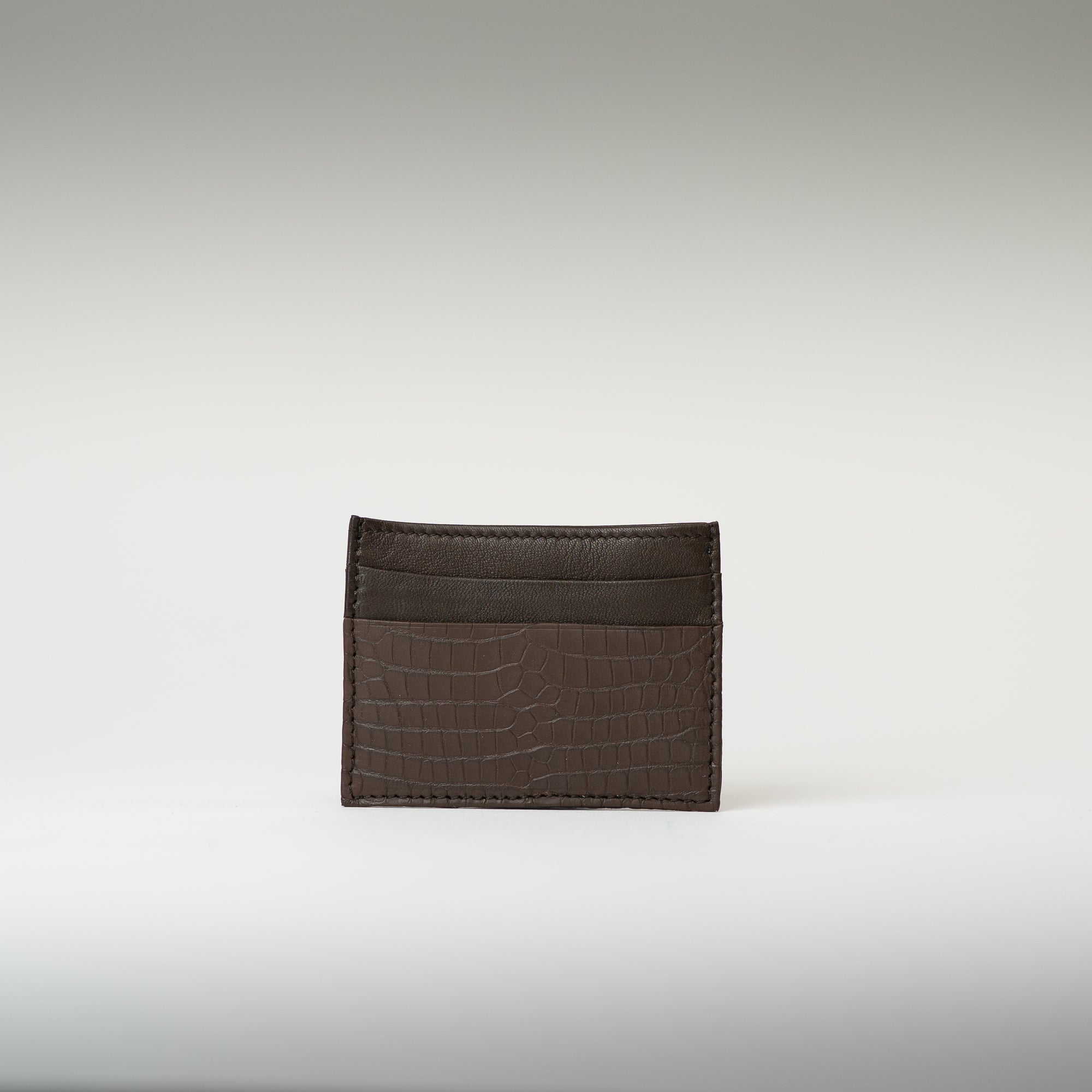 Porte-cartes crocodile chocolat