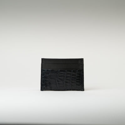 Porte-cartes crocodile noir brillant