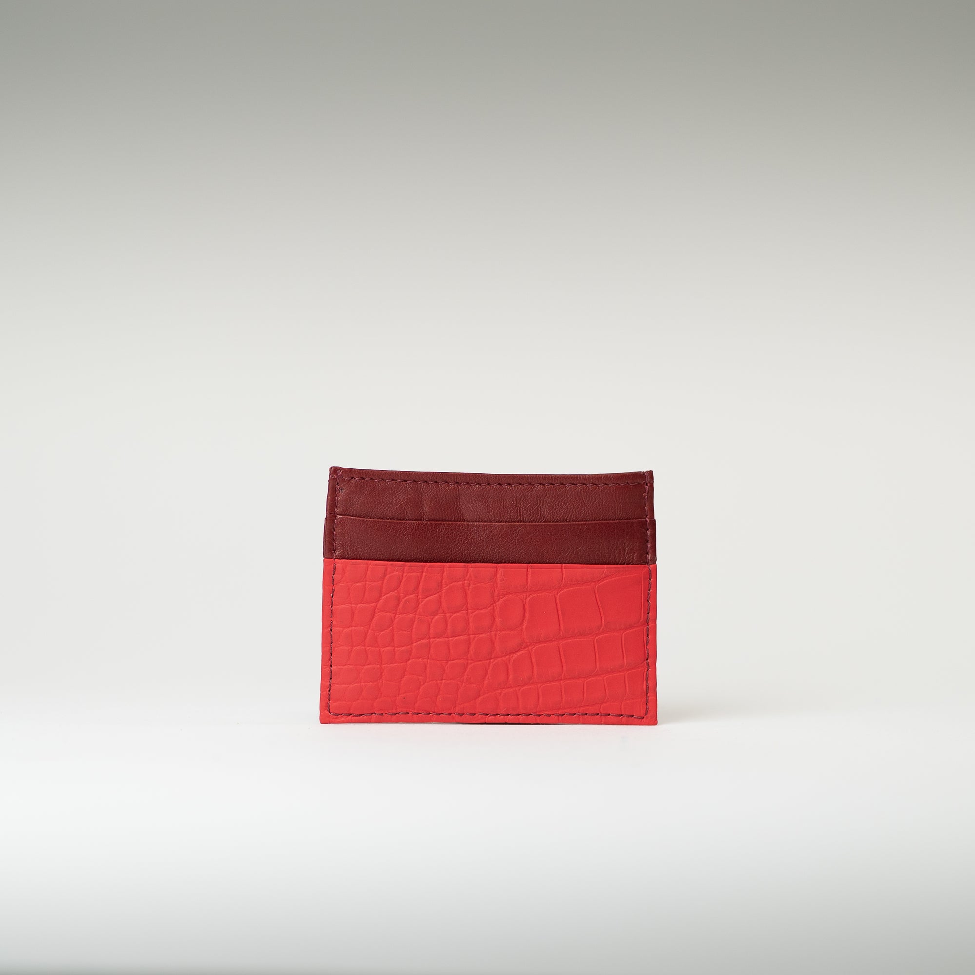 Porte-cartes crocodile rouge