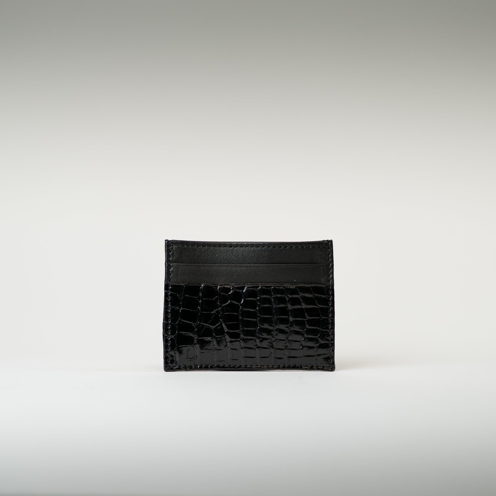 Porte-cartes crocodile noir matte