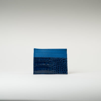 Porte-cartes crocodile bleu