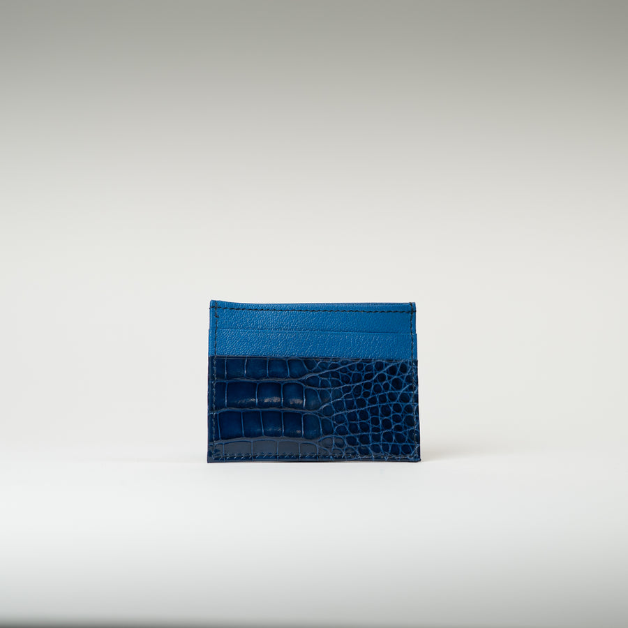Porte-cartes crocodile bleu