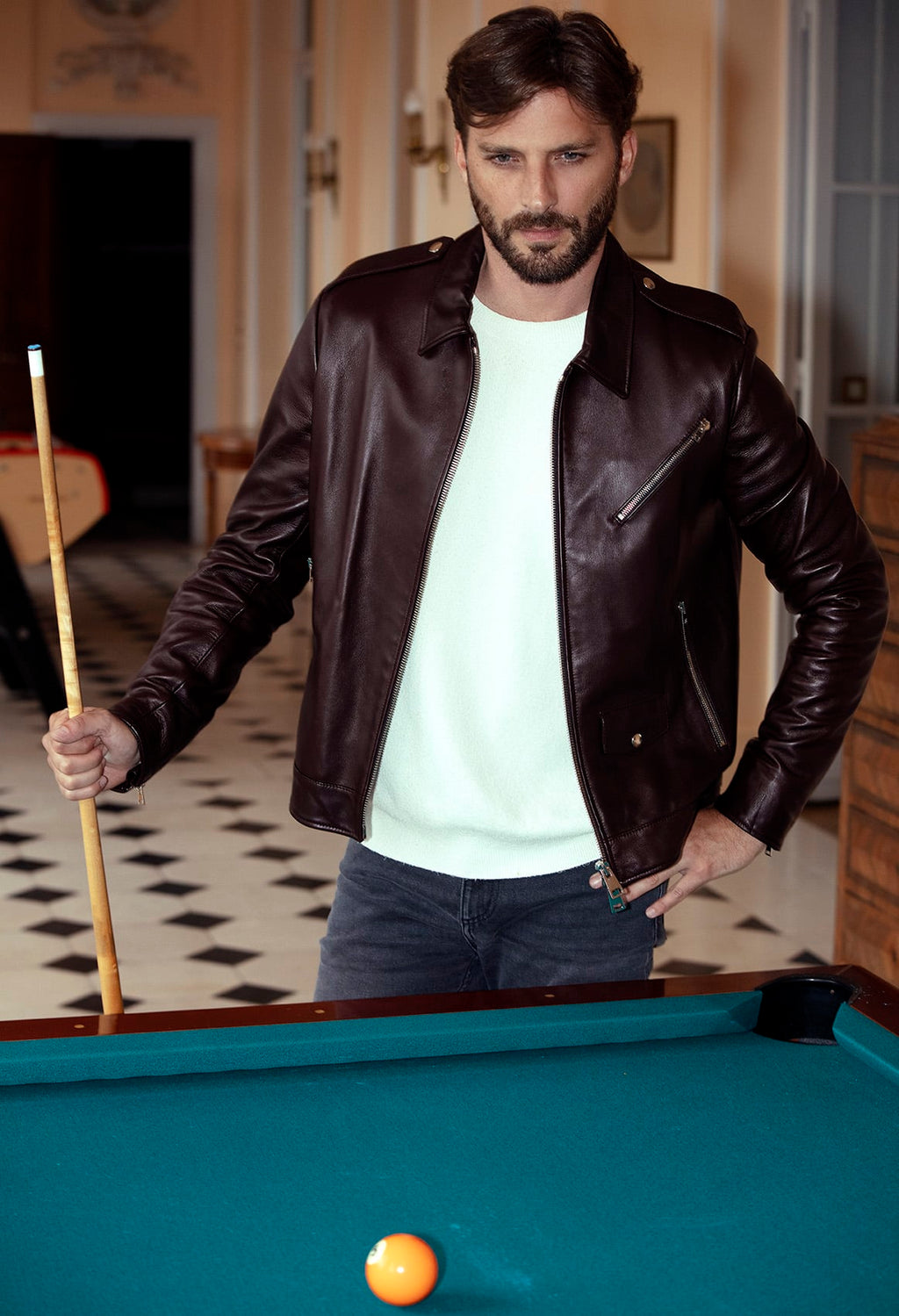 Blouson Biker Chemise En Cuir