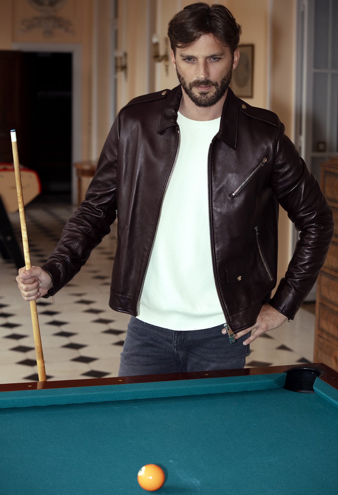 Blouson Biker Chemise En Cuir