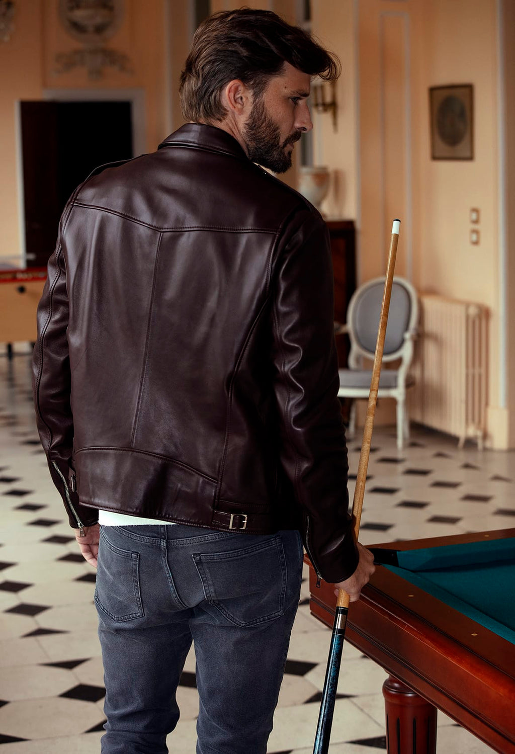 Blouson Biker Chemise En Cuir