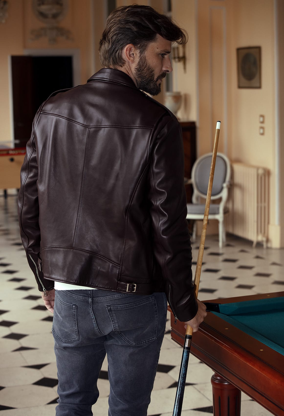 Blouson Biker Chemise En Cuir