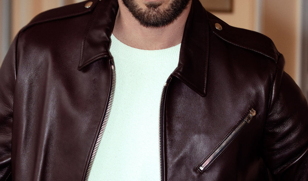 Blouson Biker Chemise En Cuir