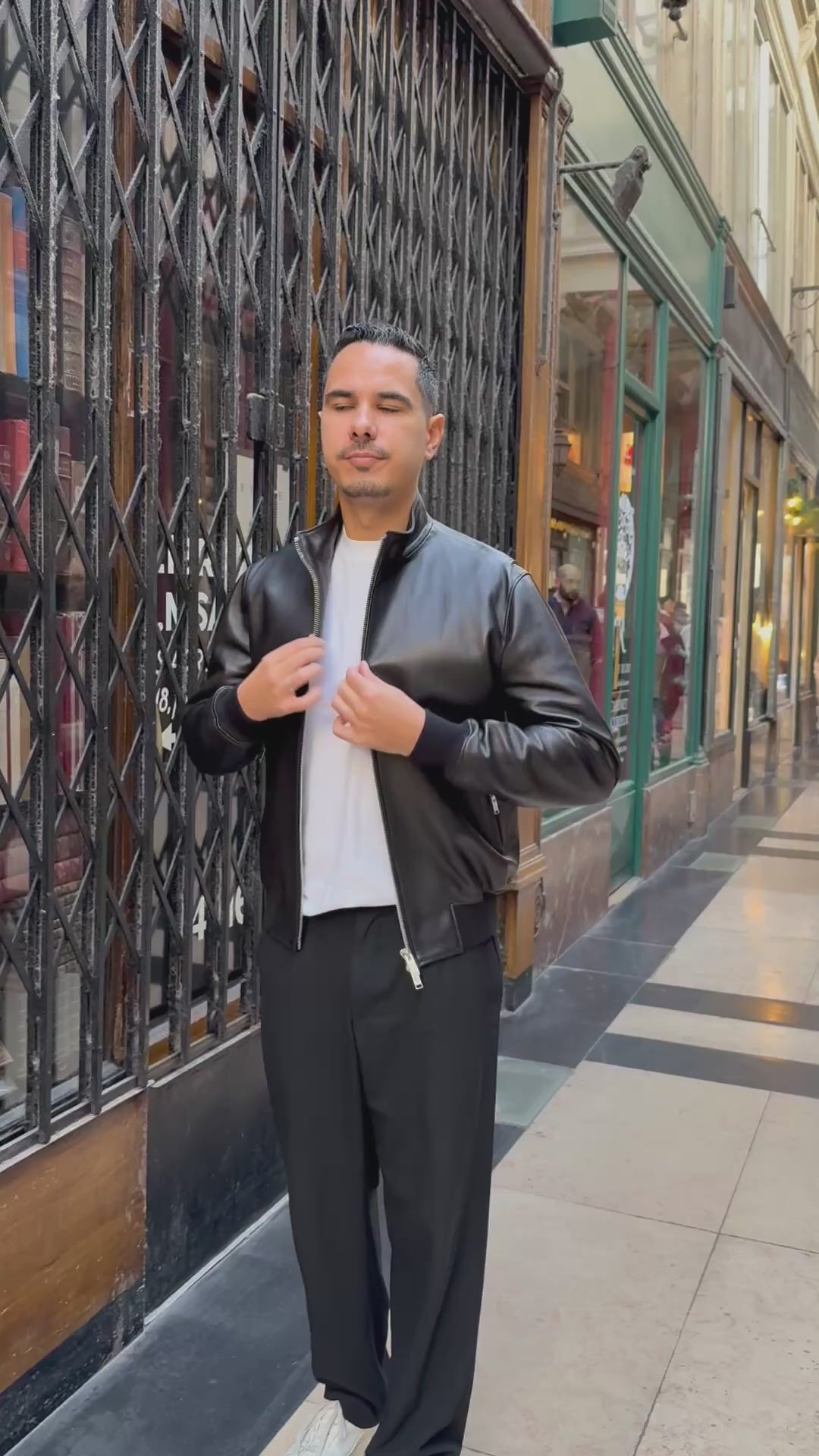 Bomber Col Montant En Cuir